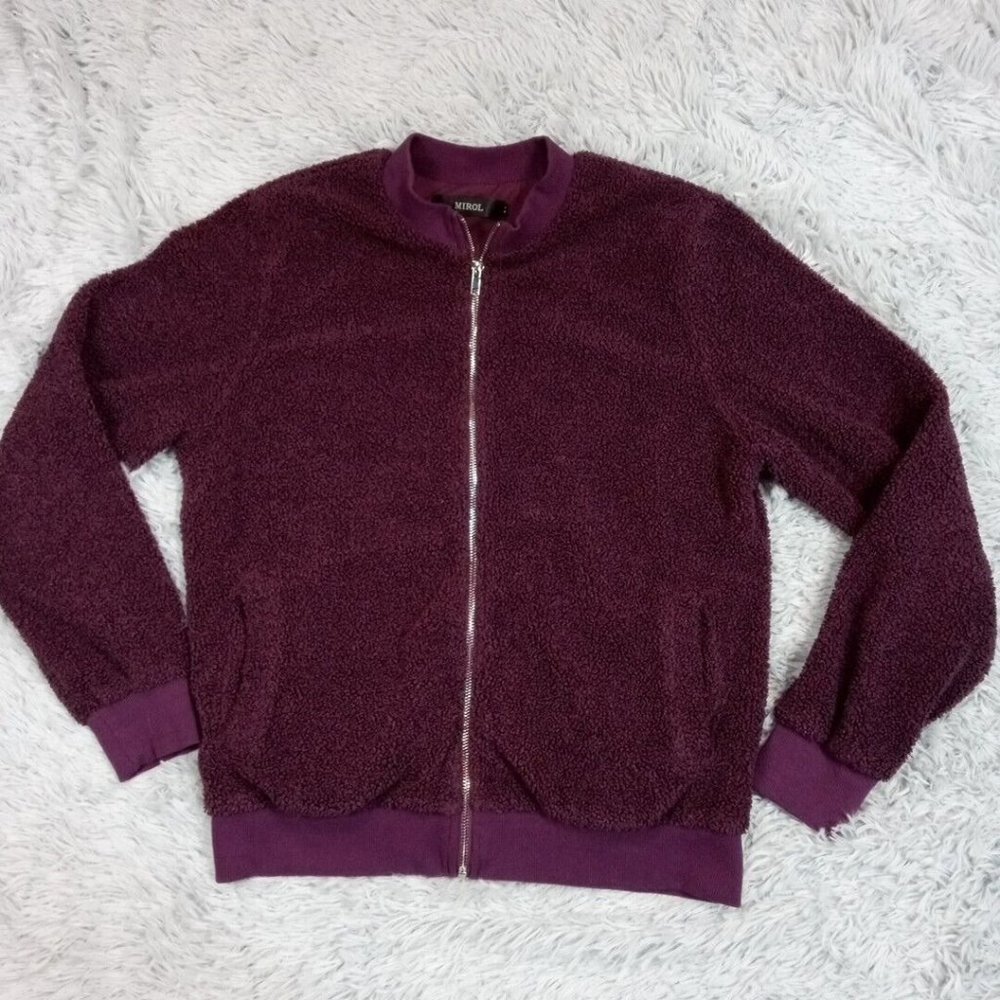 Mirol Womens Sweatshirt Jacket Purple Medium Shacket Fleece Zip Up‎ Pockets